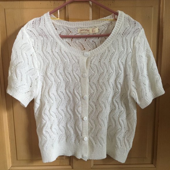 Faded Glory Short Sleeve White Cardigan - Size Large - Picture 1 of 5